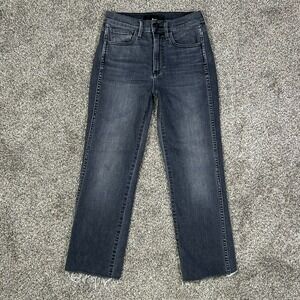 3x1 Straight Leg Fit Black Denim Frayed Raw Hem Jeans Womens 24 Dark Wash Pants